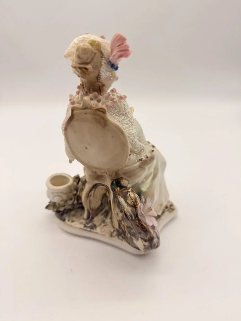 Vintage Hand-Painted Porcelain Lady Figurine - Lace & Applied Flowers - Picture 4 of 5